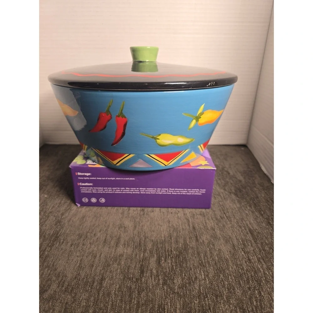 The Main Ingredients Southwestern Chili Peppers Stoneware Large Covered Serving